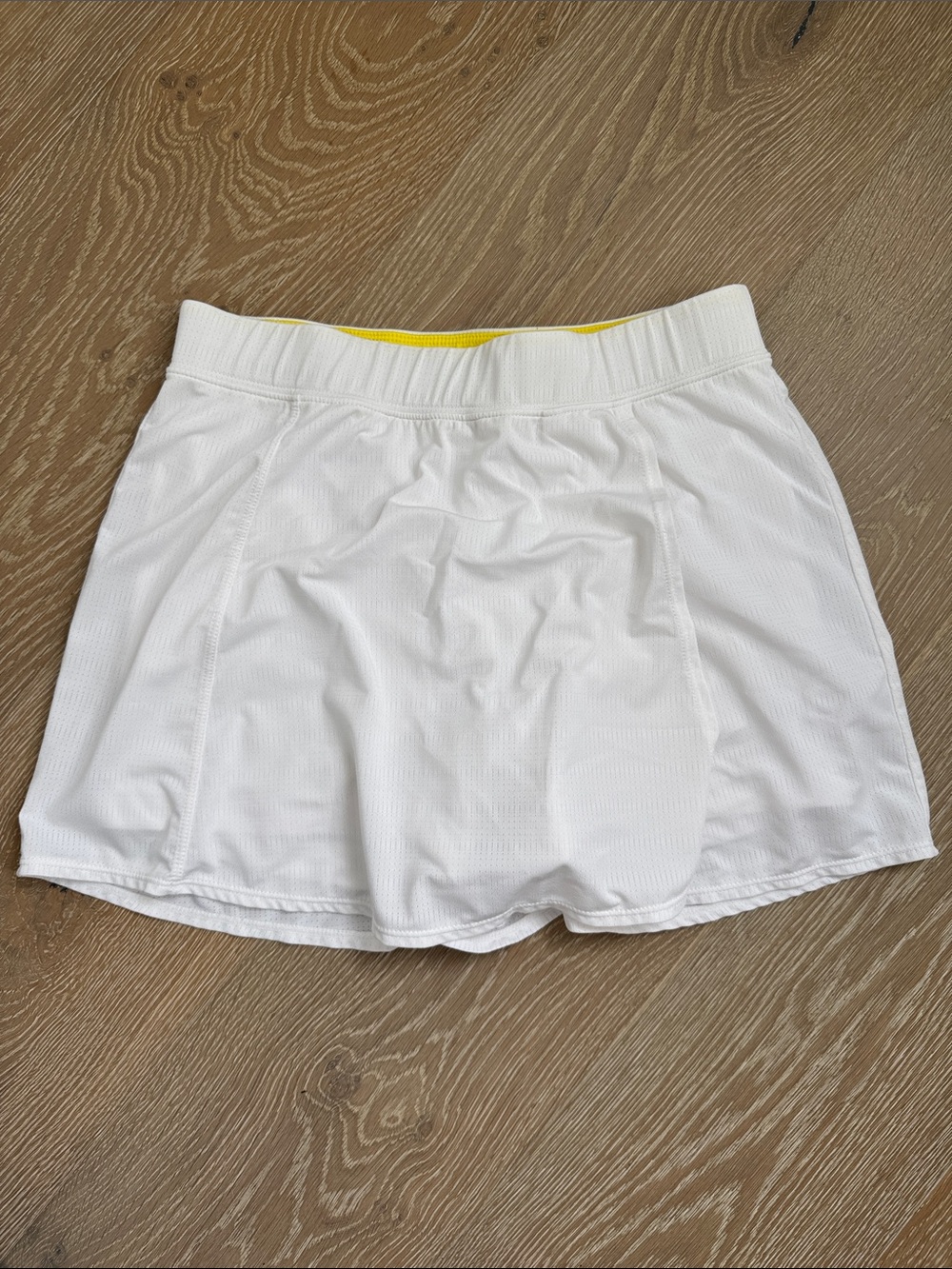 Athletic Works White Women's Tennis Skort with Yellow Waistband Trim